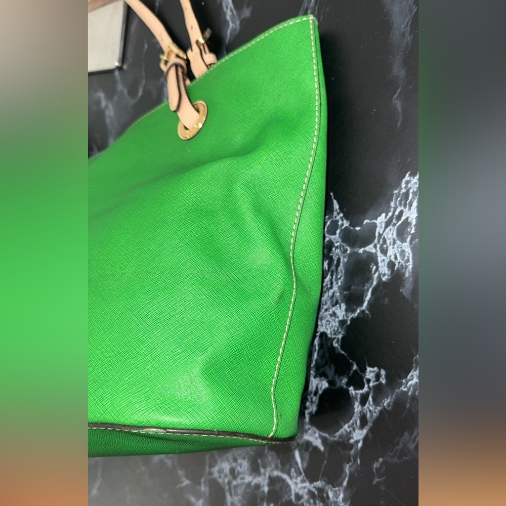 Michael Kors JS Travel Tote Multifunction Green Leather Medium Bag AUTHENTIC - Picture 8 of 13
